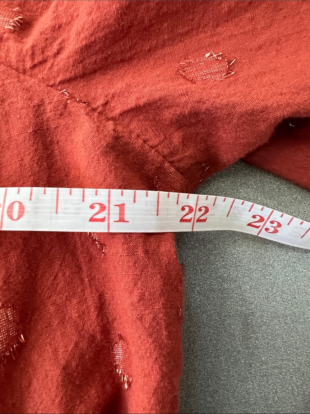 LC Lauren Conrad | Womenâs Rust Red Off-Shoulder Peasant Top Metallic Dots Sz 0X - Picture 13 of 16